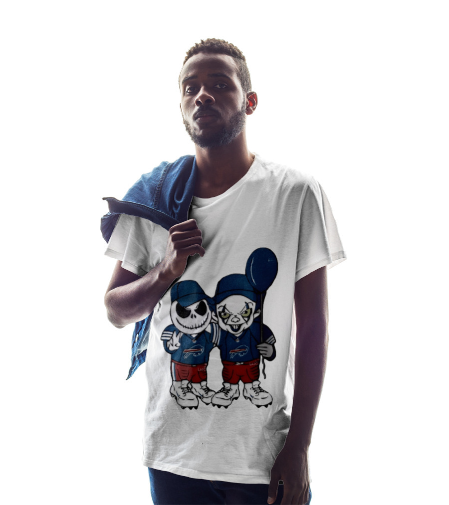 Buffalo Bills Halloween 2026 Jack Skellington Clown Balloon Football T-Shirt