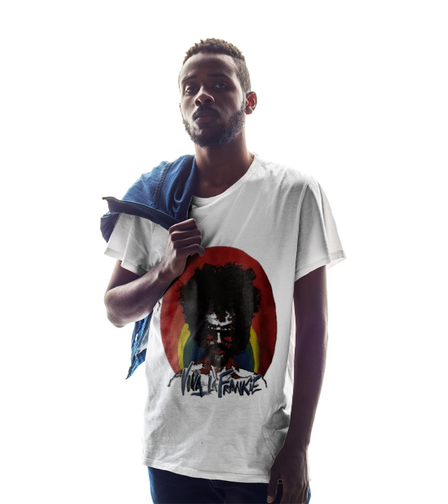 Viva LA Frankie Afro Man Glasses Rainbow Oval T-Shirt
