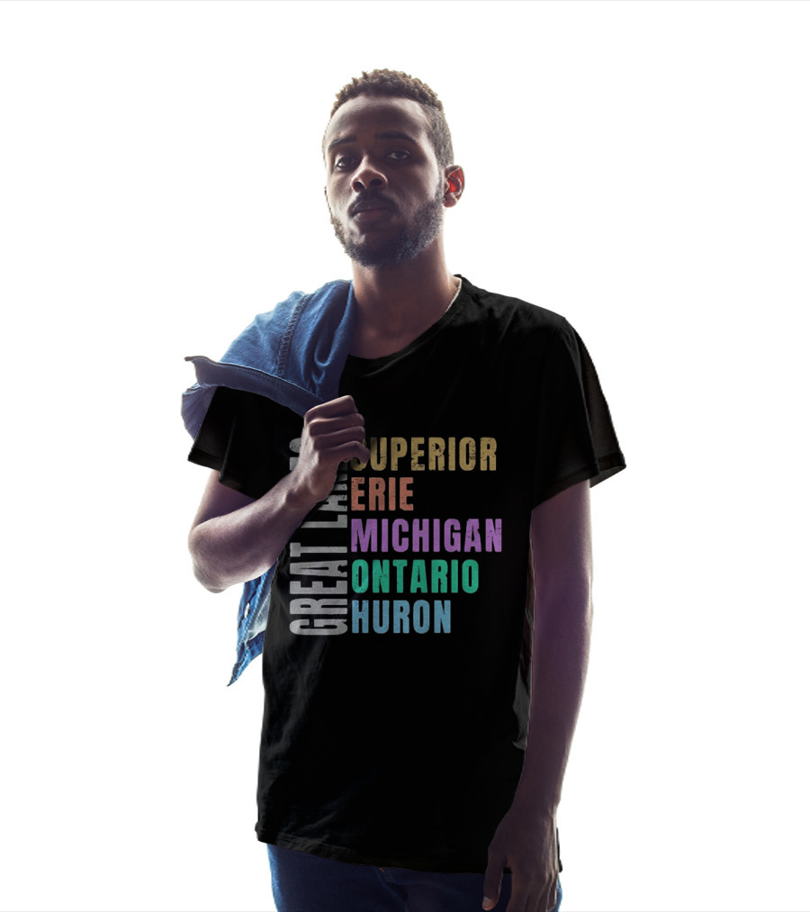 Great Lakes Superior Erie Michigan Ontario Huron Geography T-Shirt
