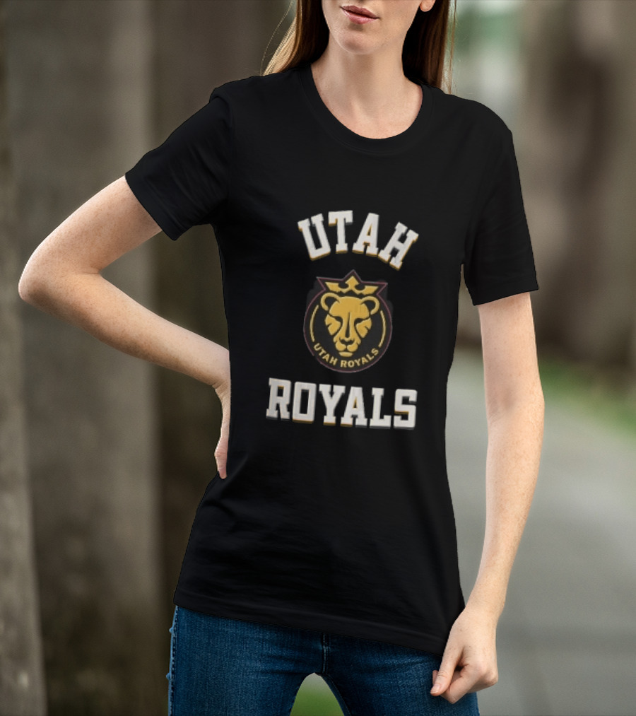Utah Royals Varsity Lettering Lioness Crown Crest NWSL T-Shirt
