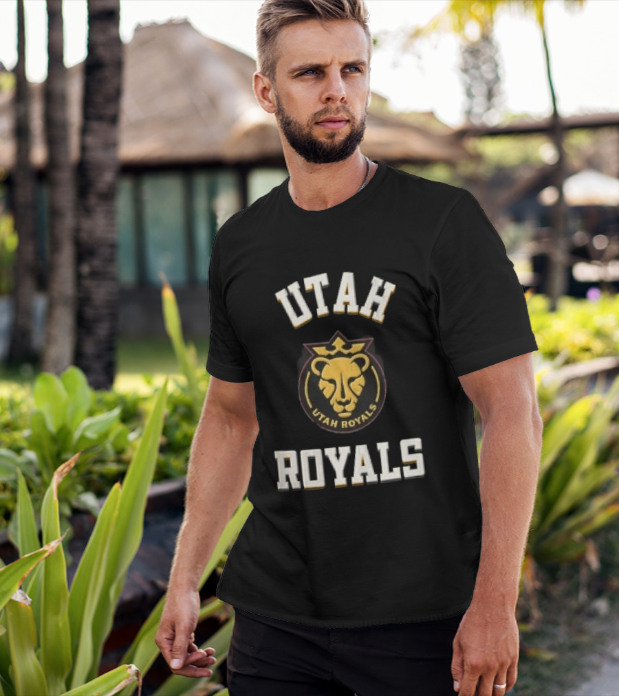 Utah Royals Varsity Lettering Lioness Crown Crest NWSL T-Shirt