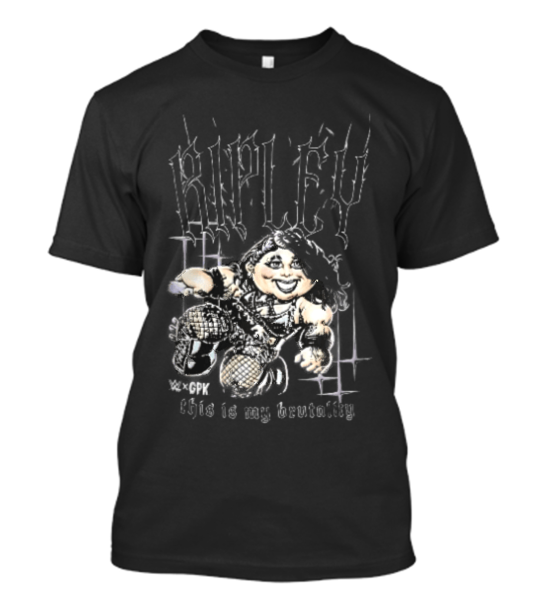 WWE GPK Ripley This Is My Brutality Female Wrestler Cartoon Caricature T-Shirt