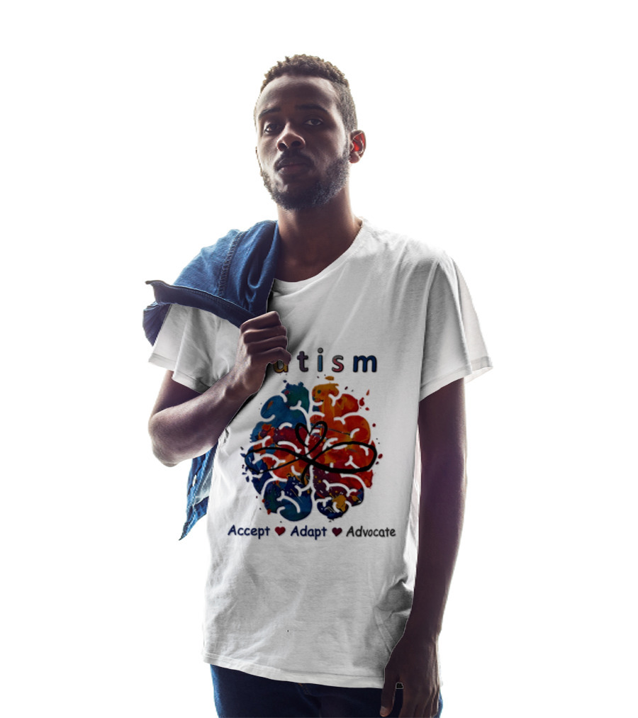 Autism Infinity Heart Accept Adapt Advocate Colorful Watercolor Brain T-Shirt