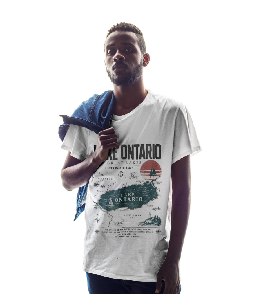 Lake Ontario Map And Sailboat The Great Lakes Resist T-Shirt