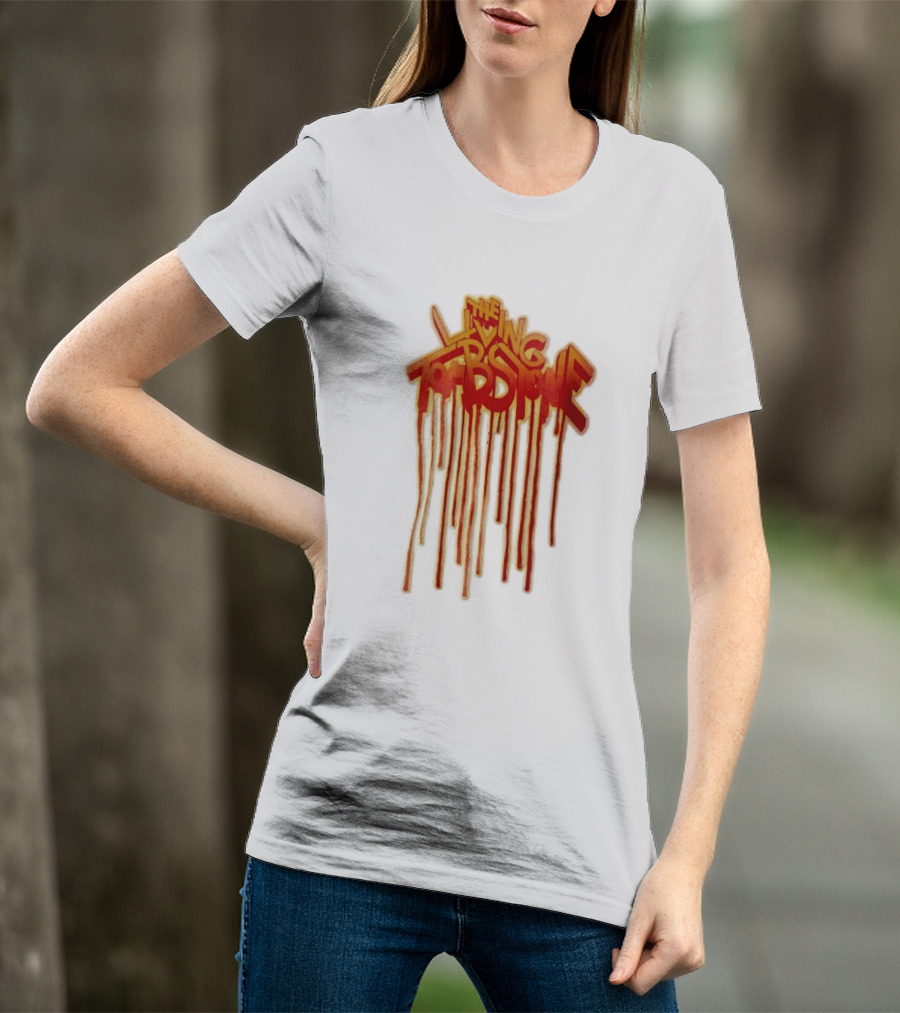 The Living Tombstone Red Orange Dripping Graffiti Font T-Shirt