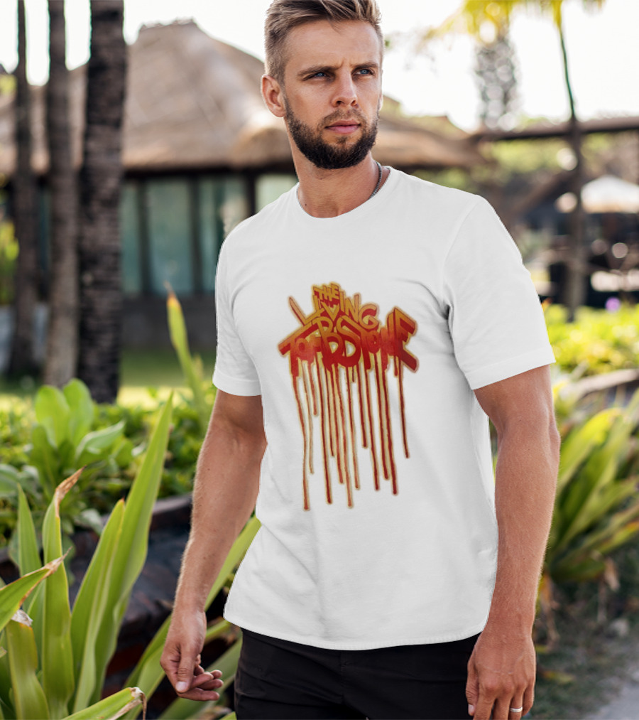 The Living Tombstone Red Orange Dripping Graffiti Font T-Shirt
