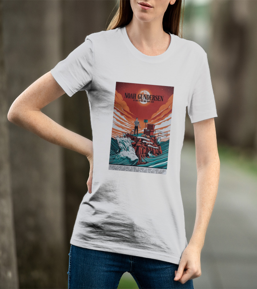 Noah Gundersen If This Is The End Tour 2023 Dramatic Ocean Waves Red Sky T-Shirt