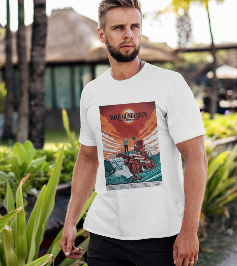 Noah Gundersen If This Is The End Tour 2023 Dramatic Ocean Waves Red Sky T-Shirt