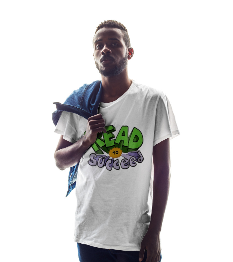 Read To Succeed Green Purple 3D Block Orange Burst Cartoon T-Shirt