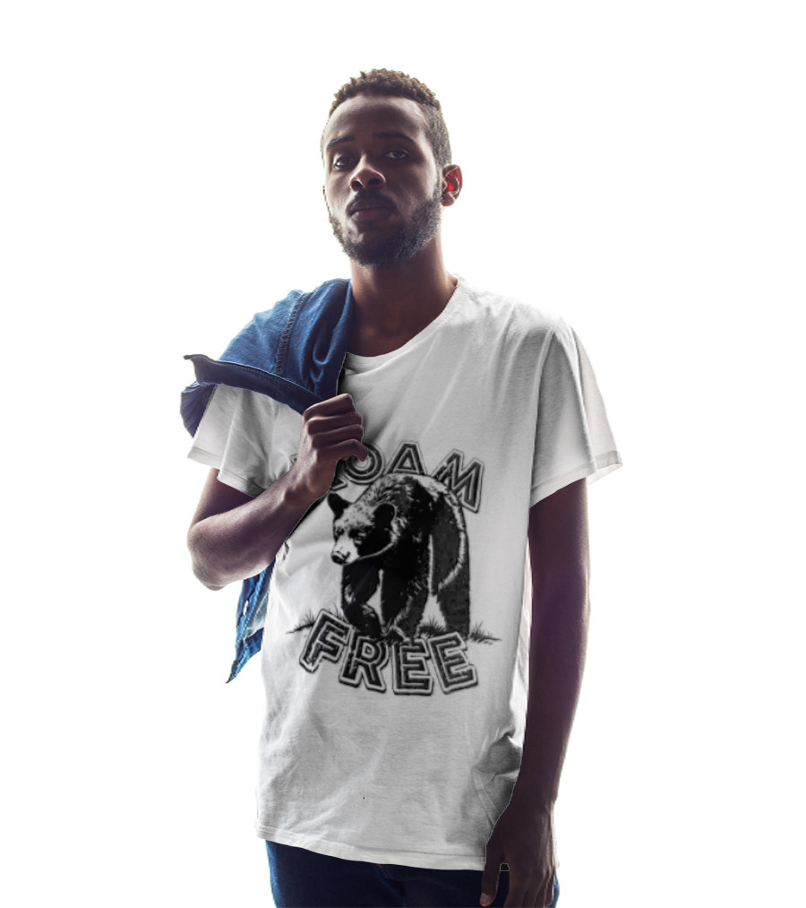 Roam Free Black Bear Distressed Walking Grass T-Shirt