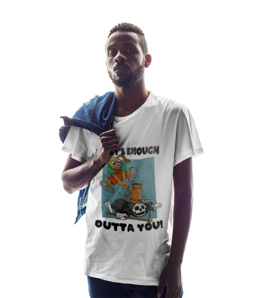 That's Enough Outta You Bunny Hitting Grim Reaper With Hammer T-Shirt