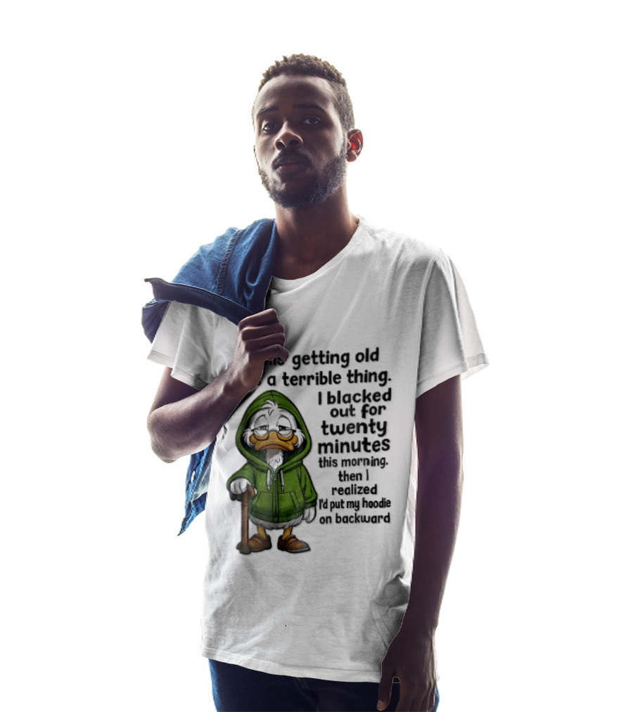 This Getting Old Is A Terrible Thing I Blacked Out For Twenty Minutes Elderly Duck Green Cane T-Shirt