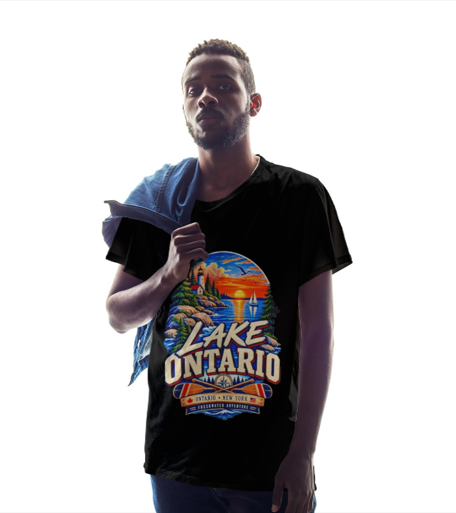 Lake Ontario New York Freshwater Adventure Sunset Sailboat Scene T-Shirt