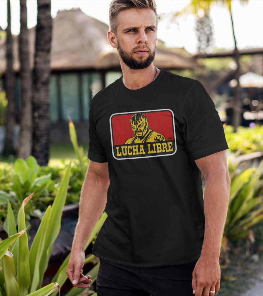 Lucha Libre Masked Wrestler Flames Tattoo Art Mexican Culture T-Shirt