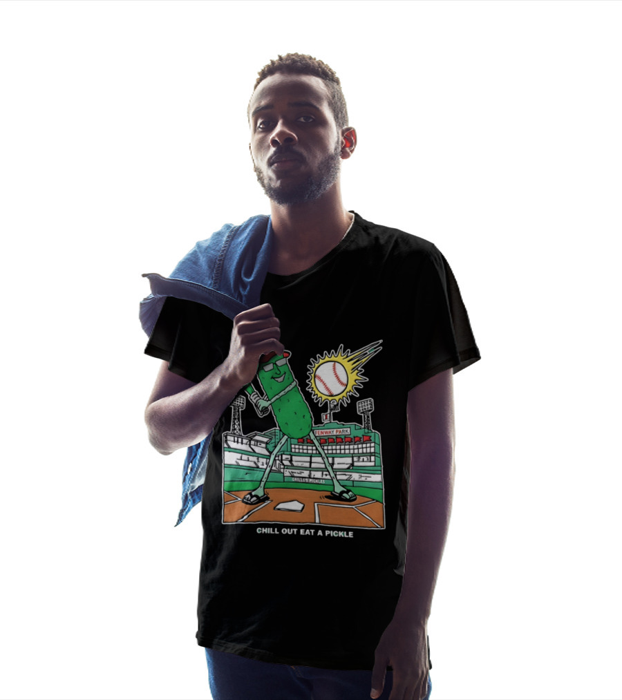 Grillo's Pickles Fenway Park Baseball Chill Out Eat A Pickle T-Shirt