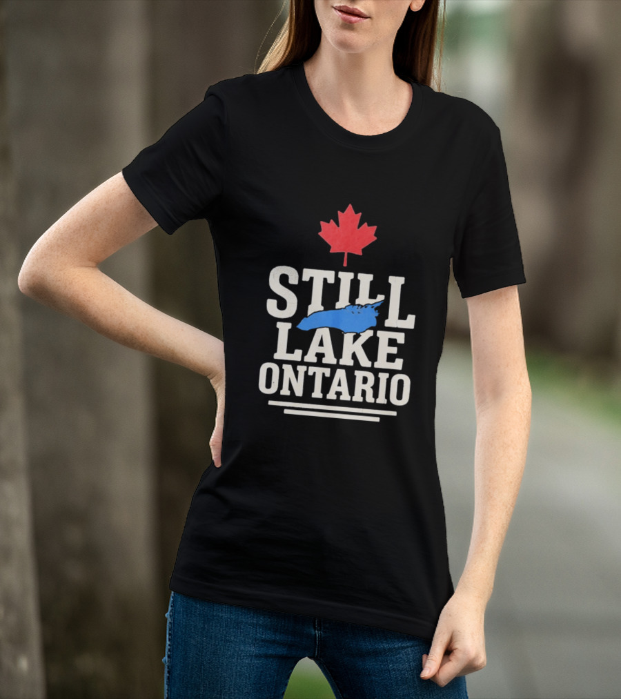 Still Lake Ontario Canada Map 2026 Red Maple Leaf T-Shirt