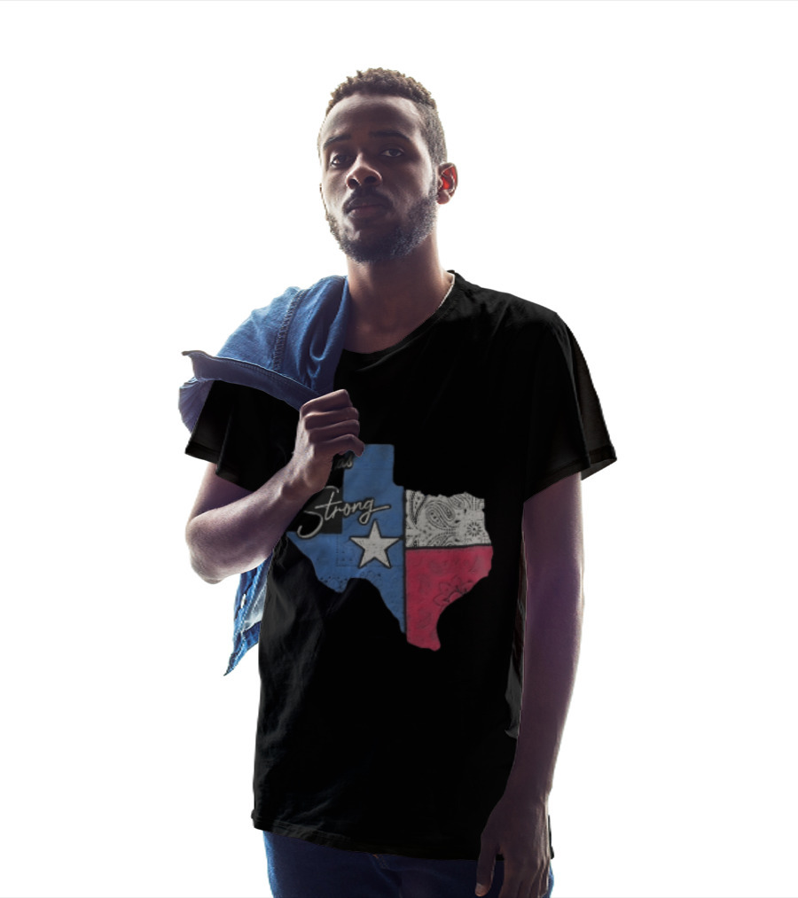 Texas Strong Lone Star Map Paisley Bandana Distressed T-Shirt