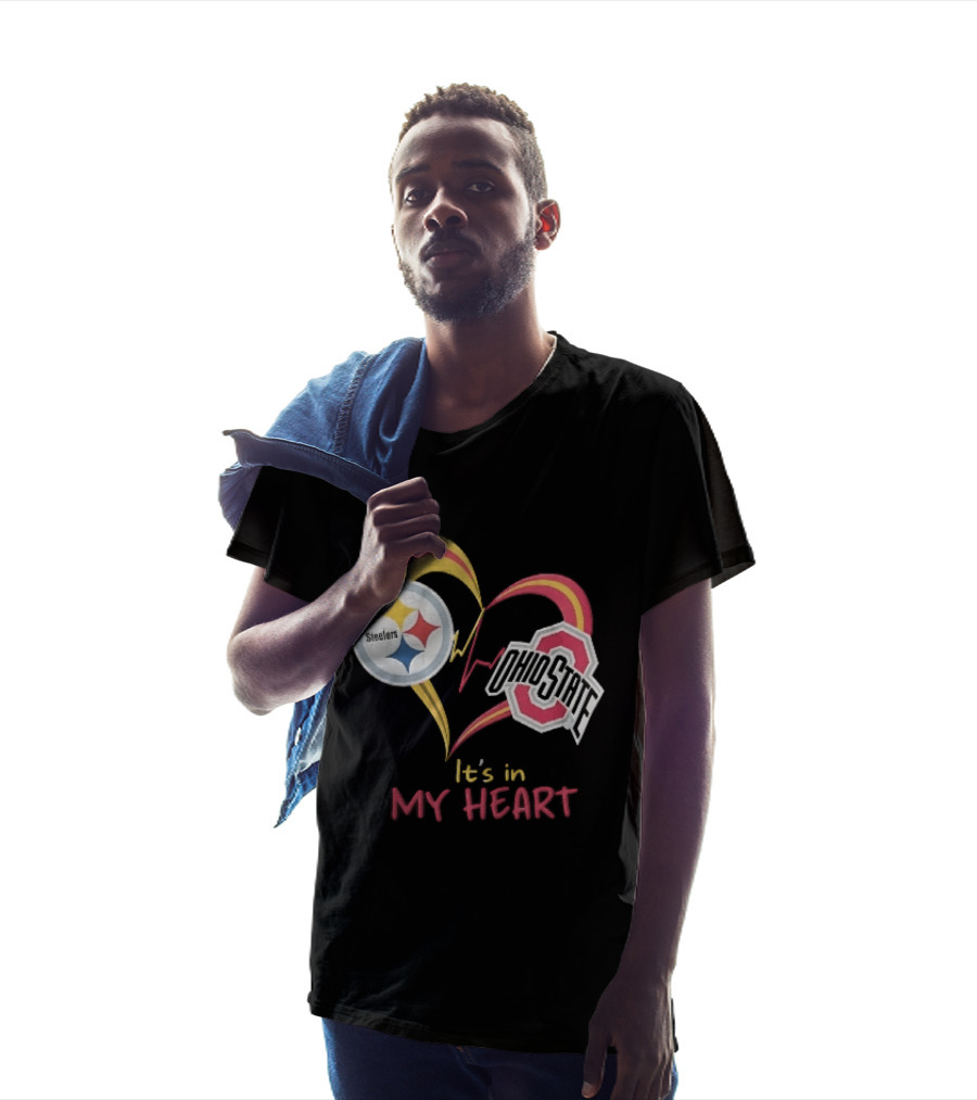 Pittsburgh Steelers Ohio State Buckeyes It's In My Heart EKG Pulse Line T-Shirt