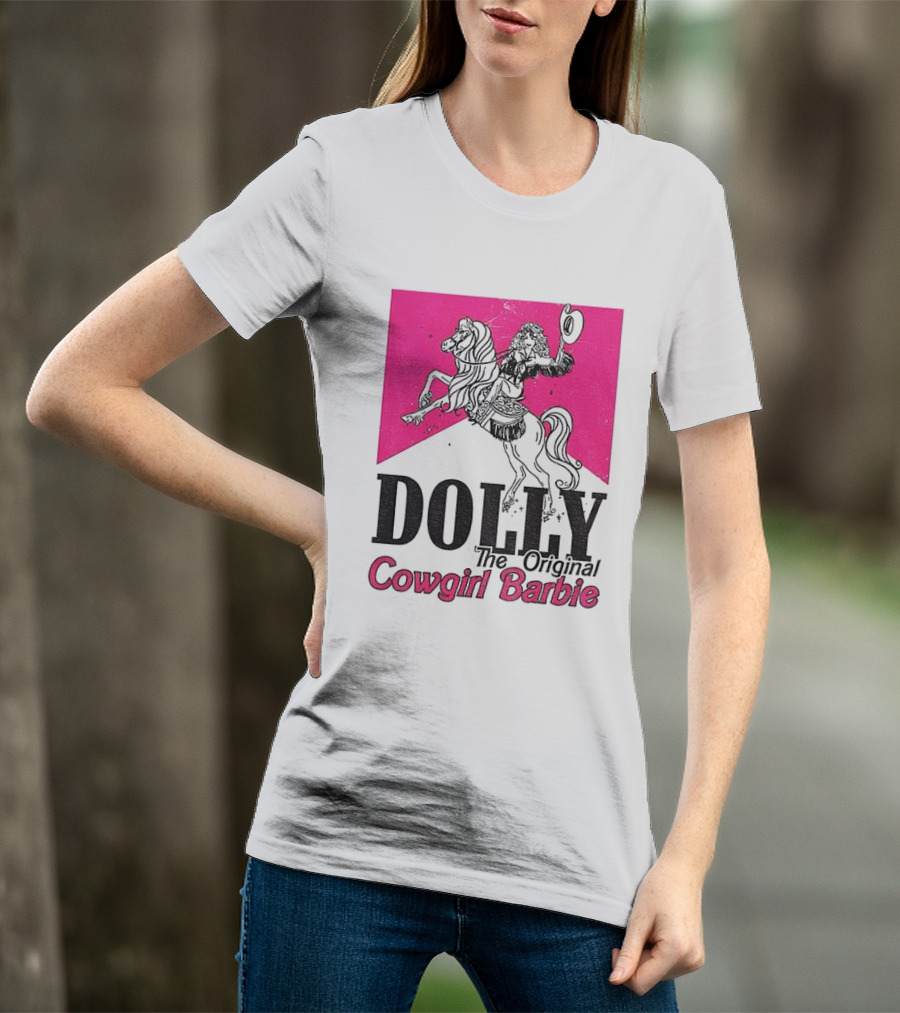 Dolly The Original Cowgirl Barbie Pink Riding Horse T-Shirt
