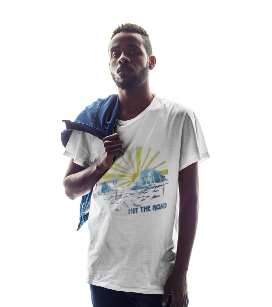 Hit The Road Sunburst Desert Mountains Saguaro Cactus T-Shirt