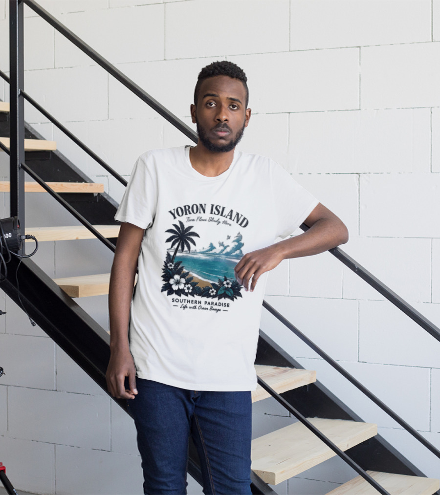 Yoron Island Southern Paradise Ocean Breeze Palm Tree Beach Hibiscus T-Shirt