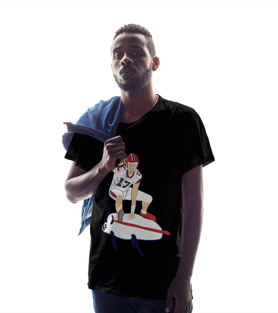 Josh Allen 17 Buffalo Football Skateboard Player Action T-Shirt