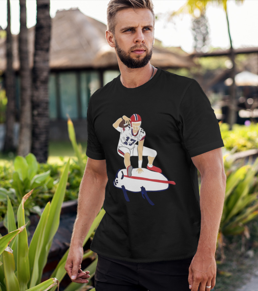 Josh Allen 17 Buffalo Football Skateboard Player Action T-Shirt