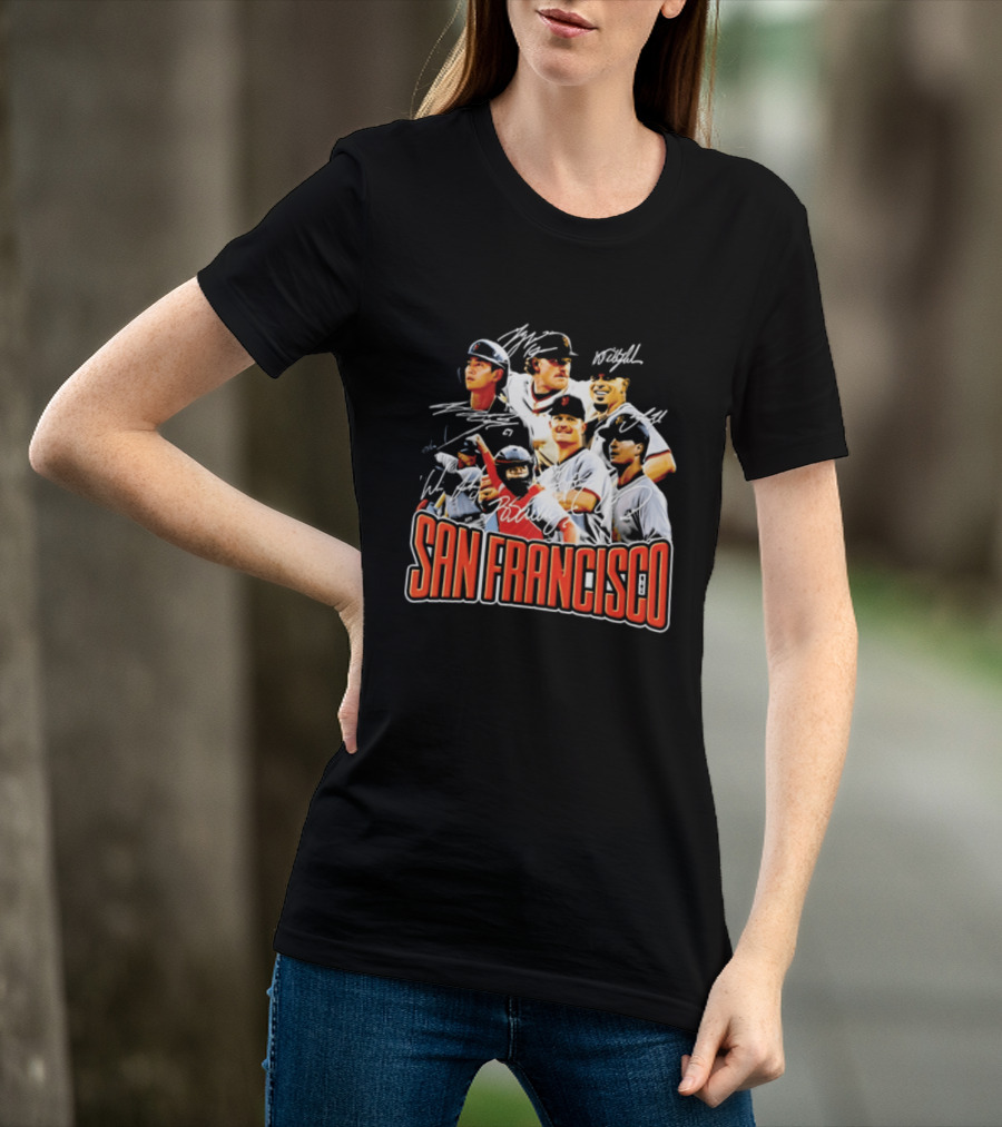San Francisco Patrick Bailey Jung Hoo Lee Players Collage With Facsimile Signatures T-Shirt