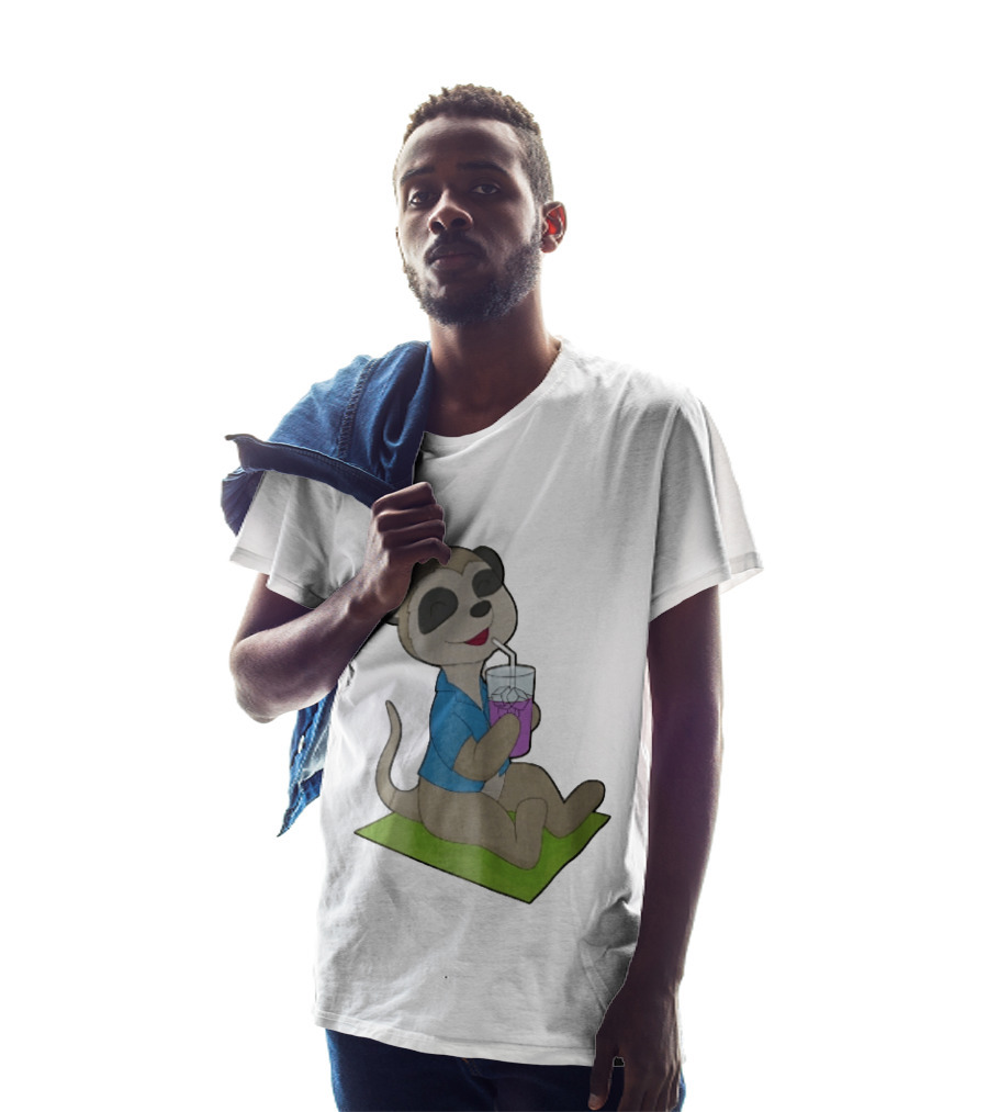 Meerkat Relaxing With Tropical Drink On Beach Towel Summer Fun T-Shirt