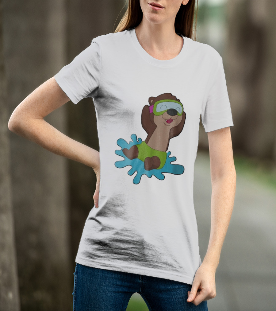 Otter Swimming With Goggles Playful Summer Splash T-Shirt