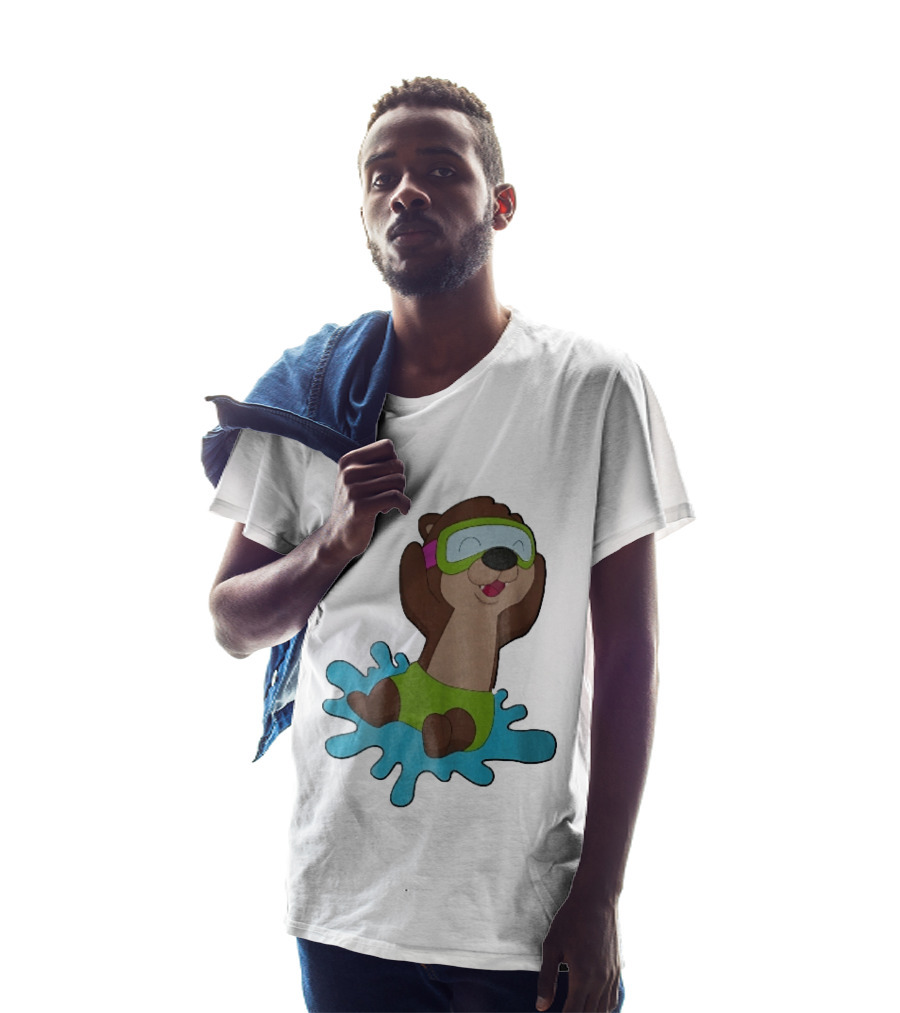 Otter Swimming With Goggles Playful Summer Splash T-Shirt