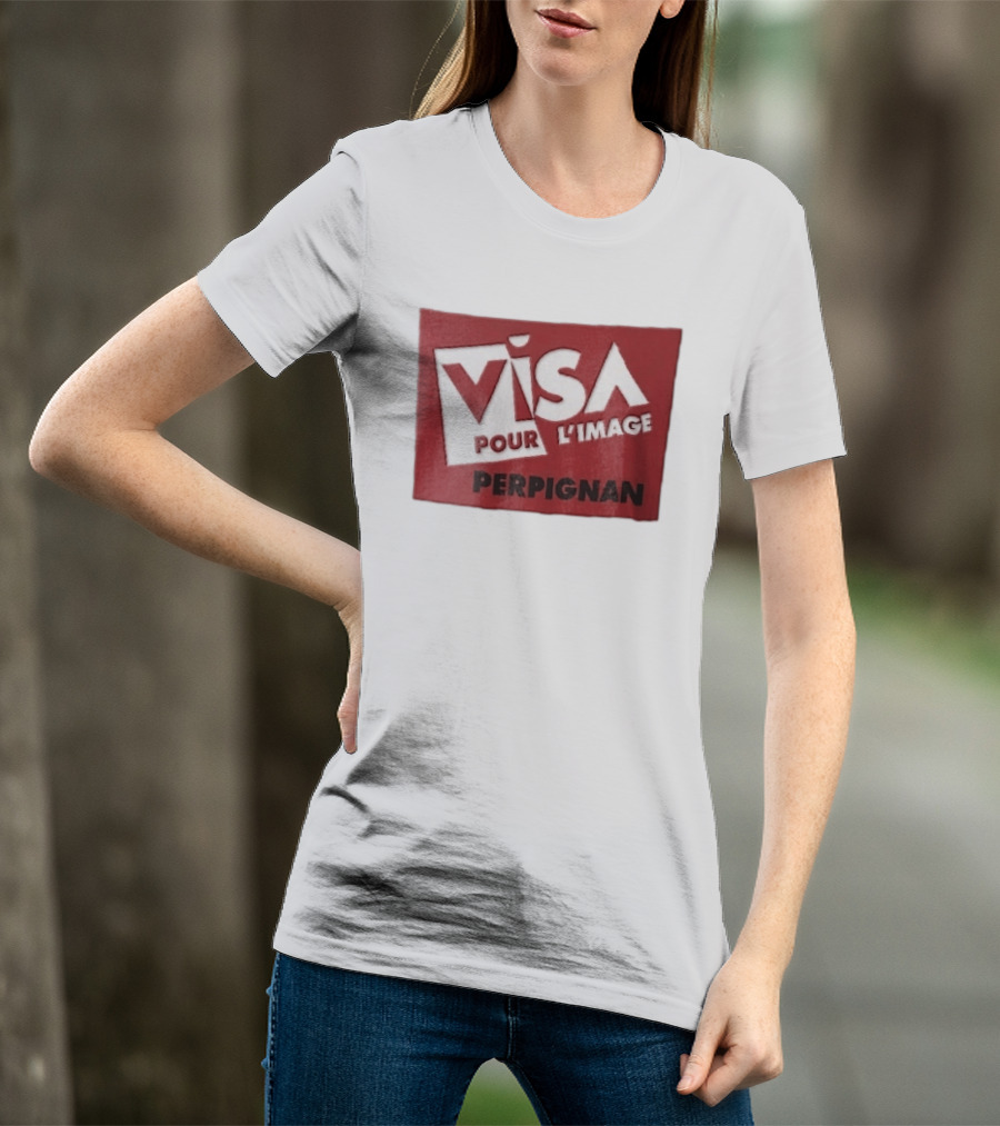 Visa Pour L'Image Perpignan Red Rectangular White Cutout T-Shirt