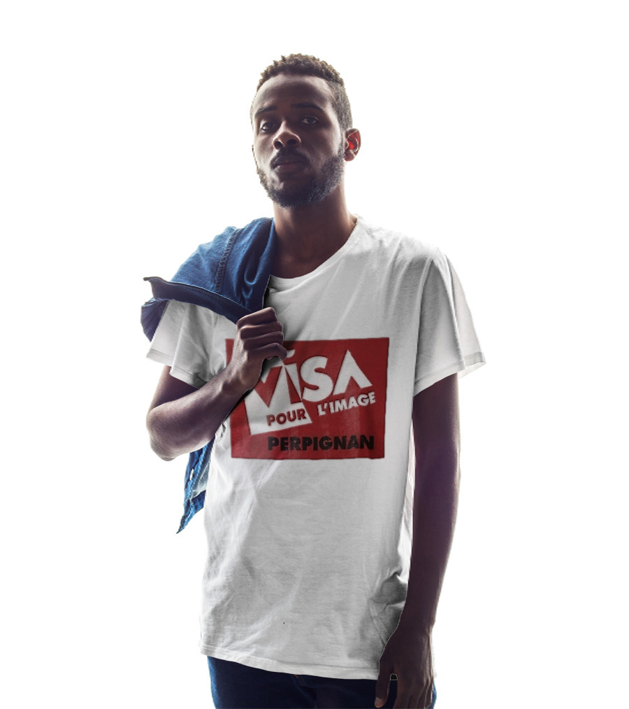 Visa Pour L'Image Perpignan Red Rectangular White Cutout T-Shirt