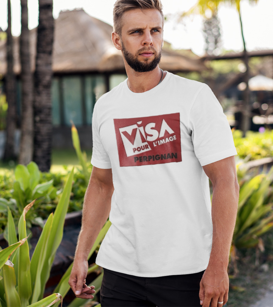 Visa Pour L'Image Perpignan Red Rectangular White Cutout T-Shirt