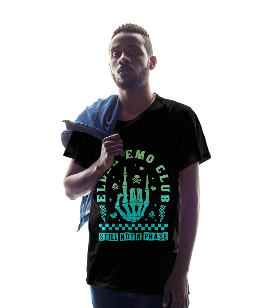 Elder Emo Club Still Not A Phase Skeleton Hand Skull T-Shirt