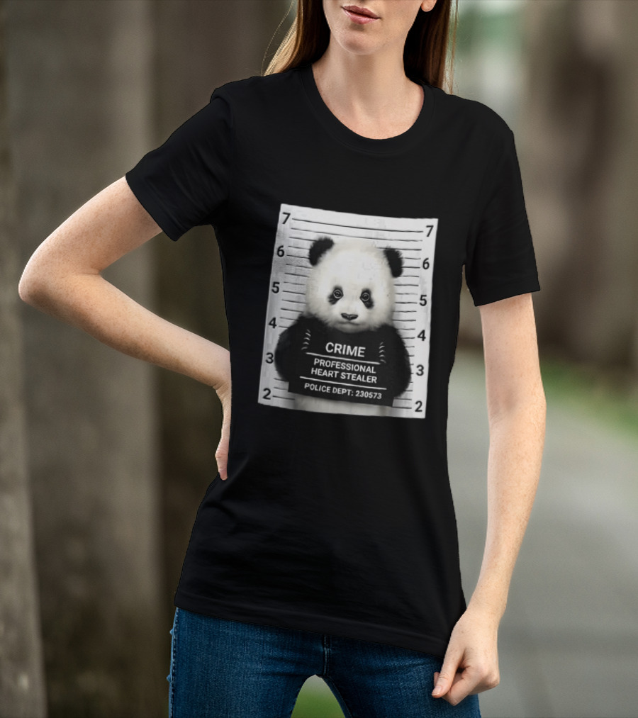 Panda Crime Professional Heart Stealer Police Dept 230573 Shot Lineup T-Shirt