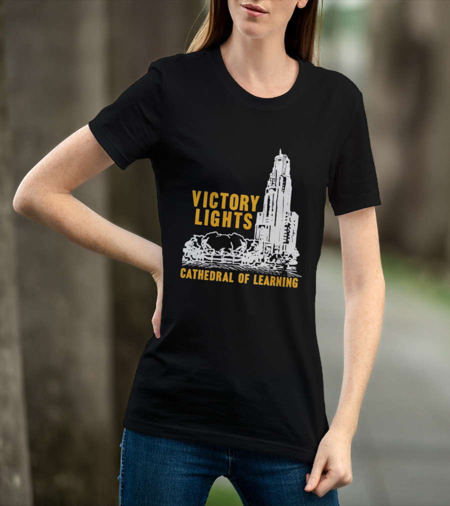 Victory Lights Cathedral Of Learning Pittsburgh Panthers T-Shirt