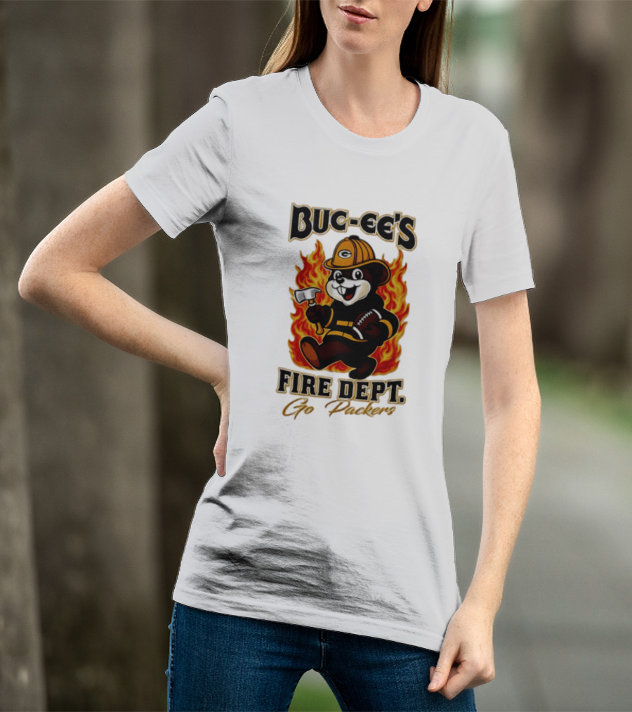 Buc Ee's Fire Dept Go Packers Axe Football Helmet T-Shirt