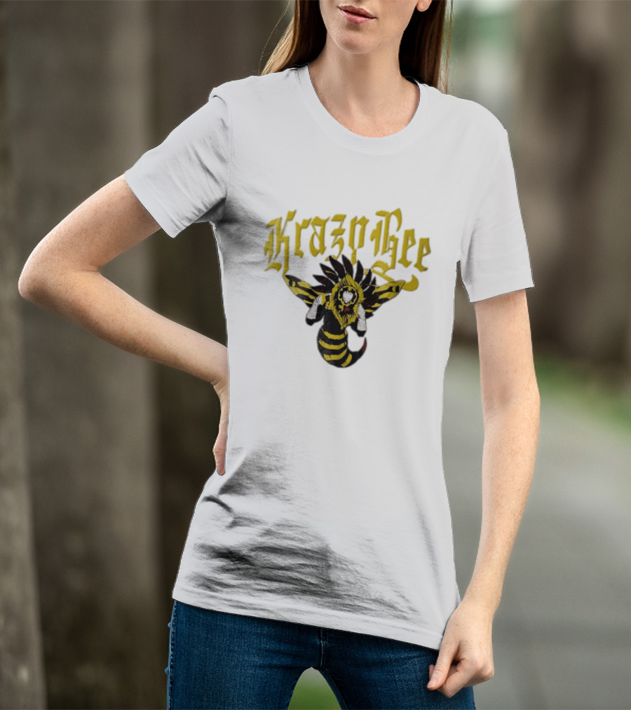 Krazy Bee Fighter Yellow Black Illustrated Bee T-Shirt
