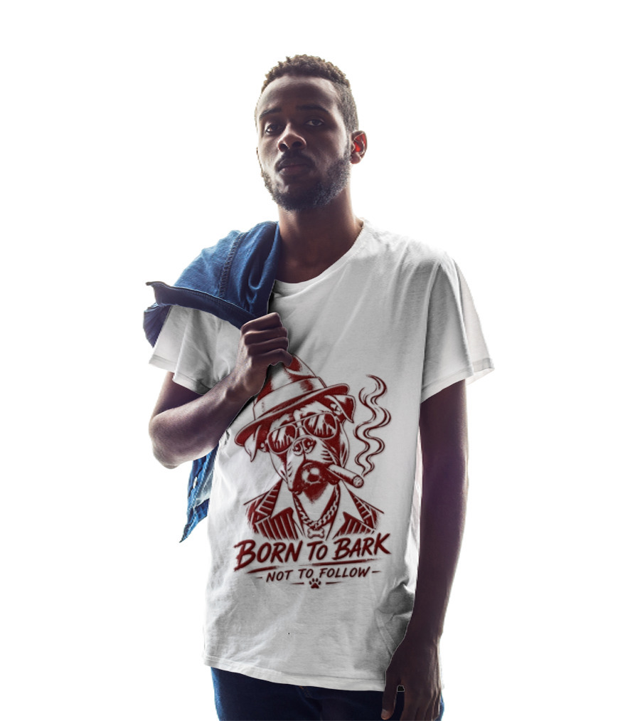 Born To Bark Not To Follow Pitbull With Fedora And Pipe T-Shirt