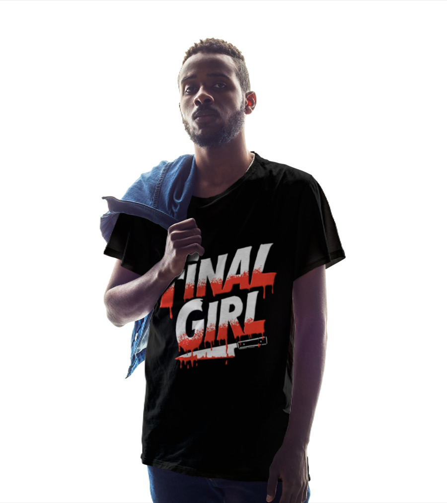 Final Girl Dripping Blood Kitchen Knife Horror Slasher T-Shirt