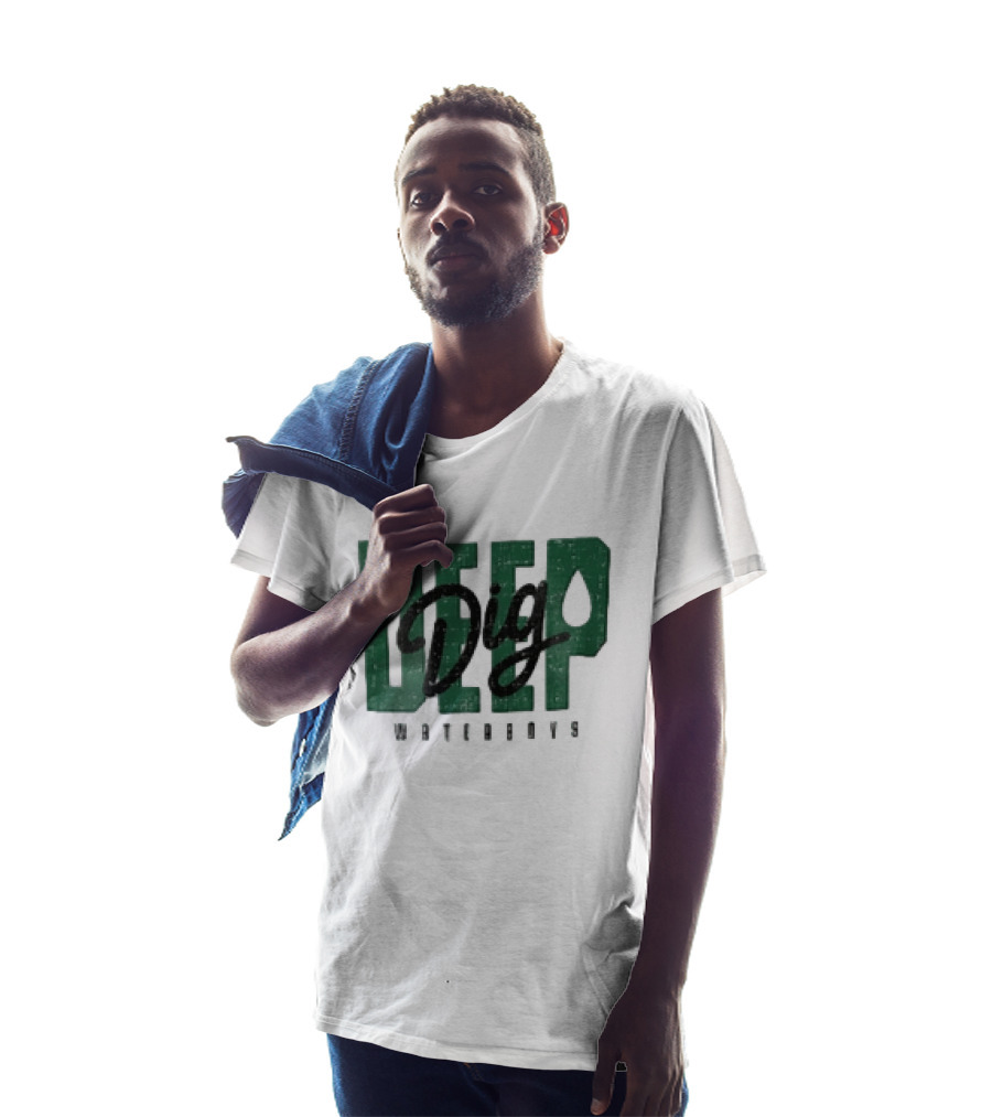Dig Deep Waterboys Distressed Green Block Water Droplet T-Shirt
