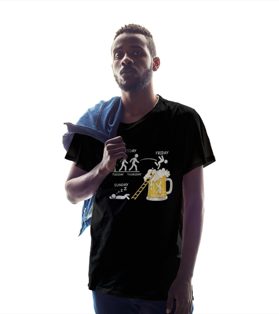 Monday To Sunday Stick Figure Evolution Beer Diving Sleeping T-Shirt