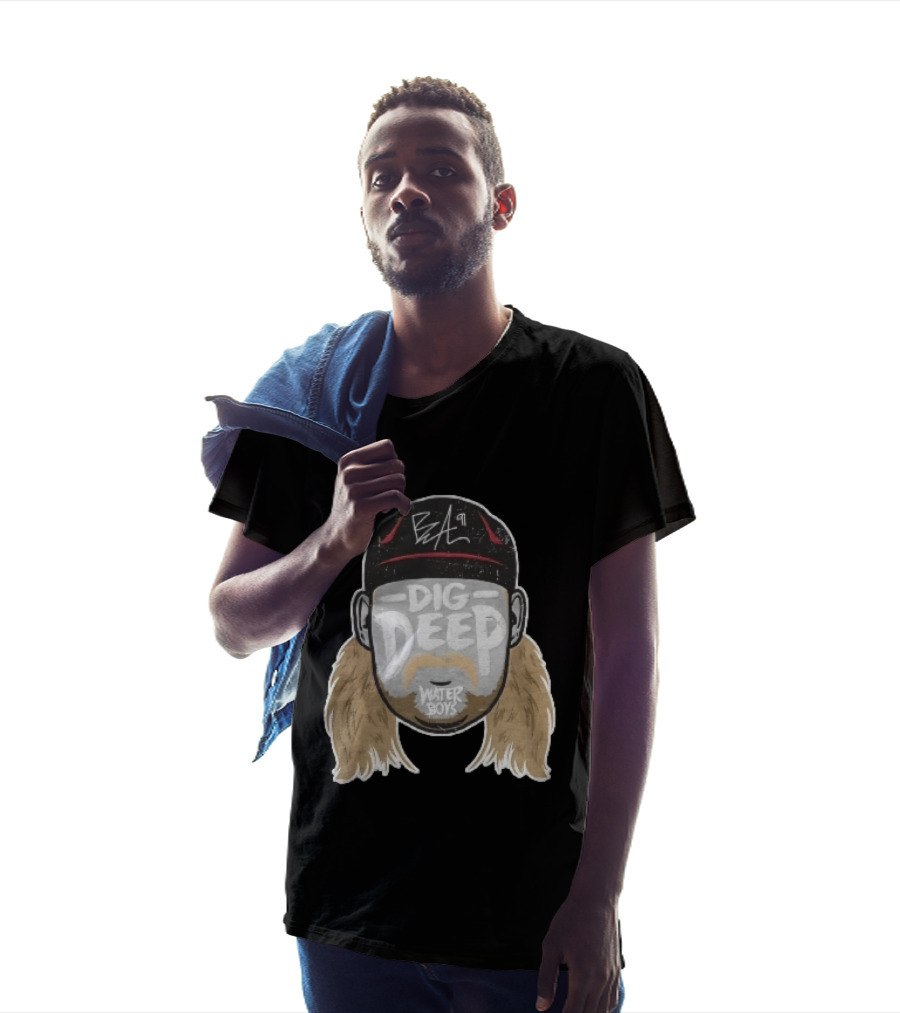 Waterboys Dig Deep Chris Long Mullet Mustache Cap Caricature T-Shirt