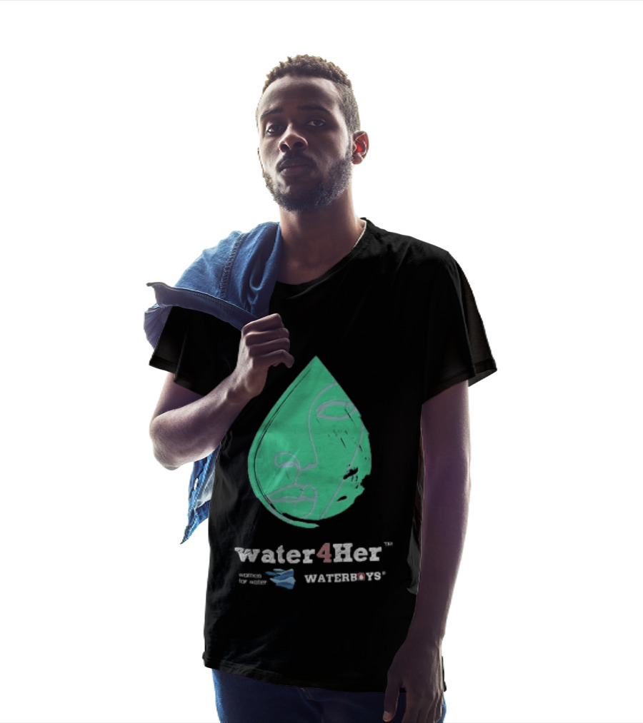 Water4Her Waterboys Green Waterdrop Line Face Women For Water T-Shirt