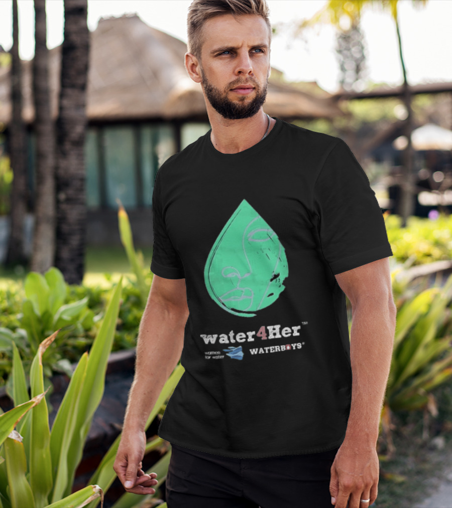 Water4Her Waterboys Green Waterdrop Line Face Women For Water T-Shirt