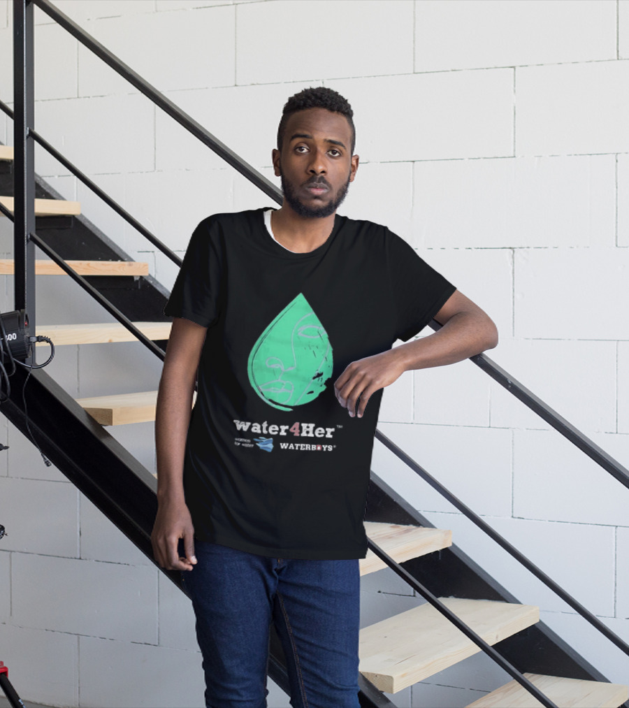 Water4Her Waterboys Green Waterdrop Line Face Women For Water T-Shirt