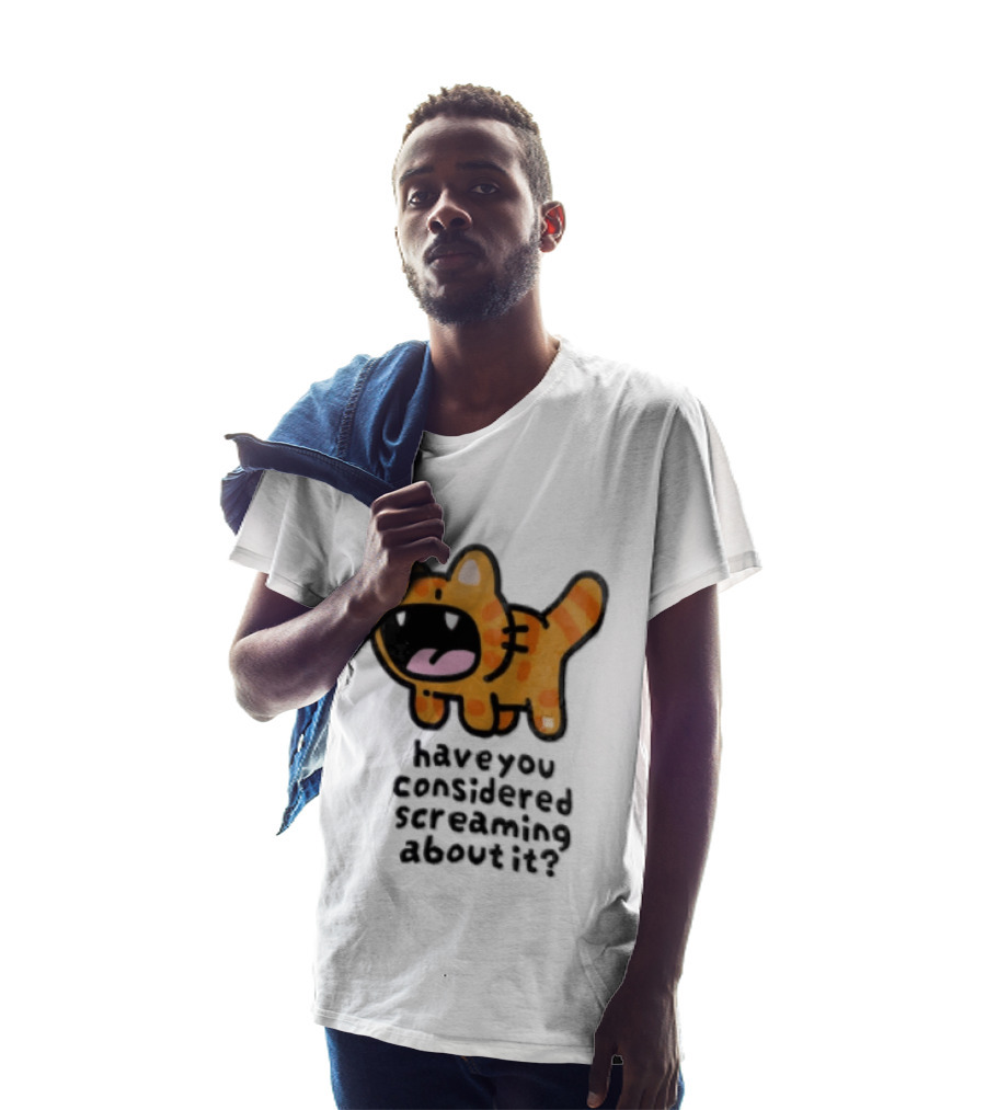 Have You Considered Screaming About It Cartoon Orange Tabby Cat Open Mouth Wide T-Shirt