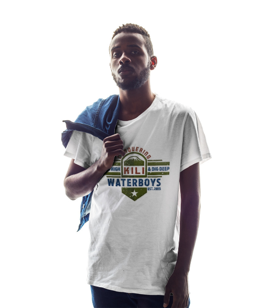 Waterboys Conquering Kili Climb High Dig Deep Est 2015 Mountain Peak Crest Star T-Shirt