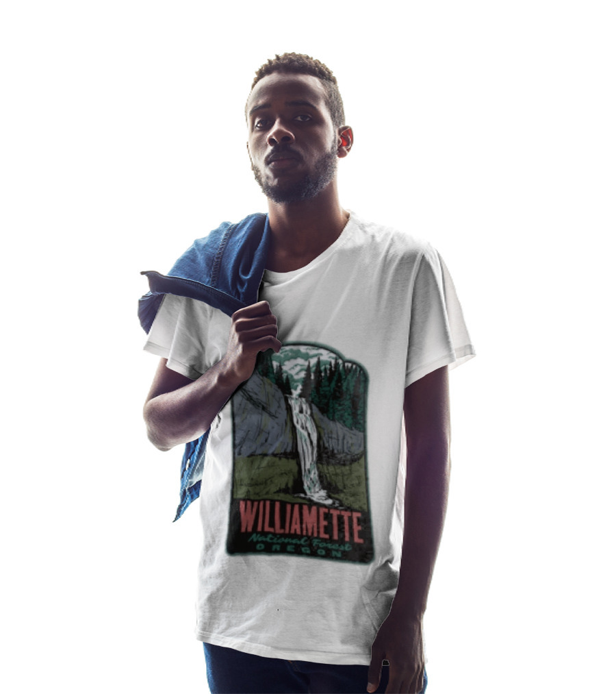 Williamette National Forest Oregon Waterfall Cliff Trees T-Shirt